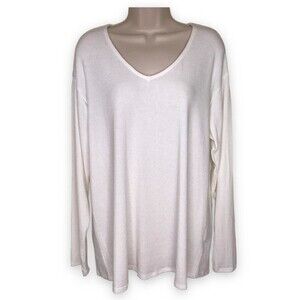 NWT Ces Femme So Soft Ivory V Neck Long Sleeve Sweater Women Size Large